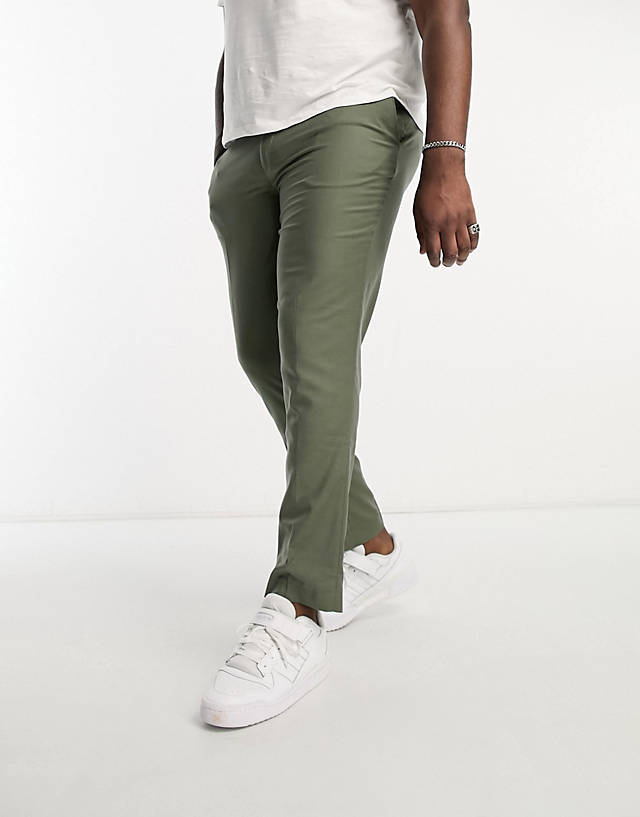 Gianni Feraud - plus skinny suit trousers in green