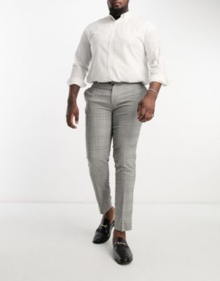 Gianni Feraud Plus skinny trousers in grey check - ASOS Price Checker