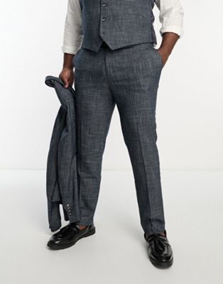 Gianni Feraud Plus slim suit trousers in blue dogtooth