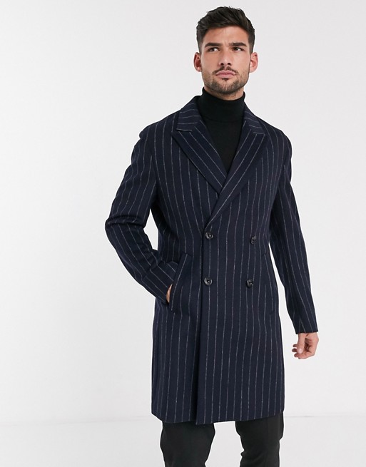 Gianni Feraud Premium Blend Chalk Stripe Overcoat