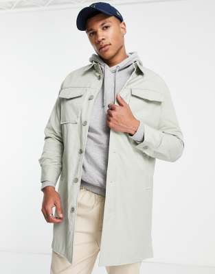 Gianni Feraud Premium Patch Pocket Oversized Trench Coat-green