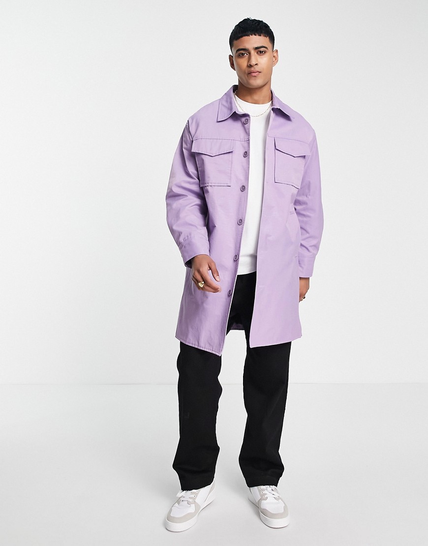 Gianni Feraud Premium Patch Pocket Oversized Coat-Purple