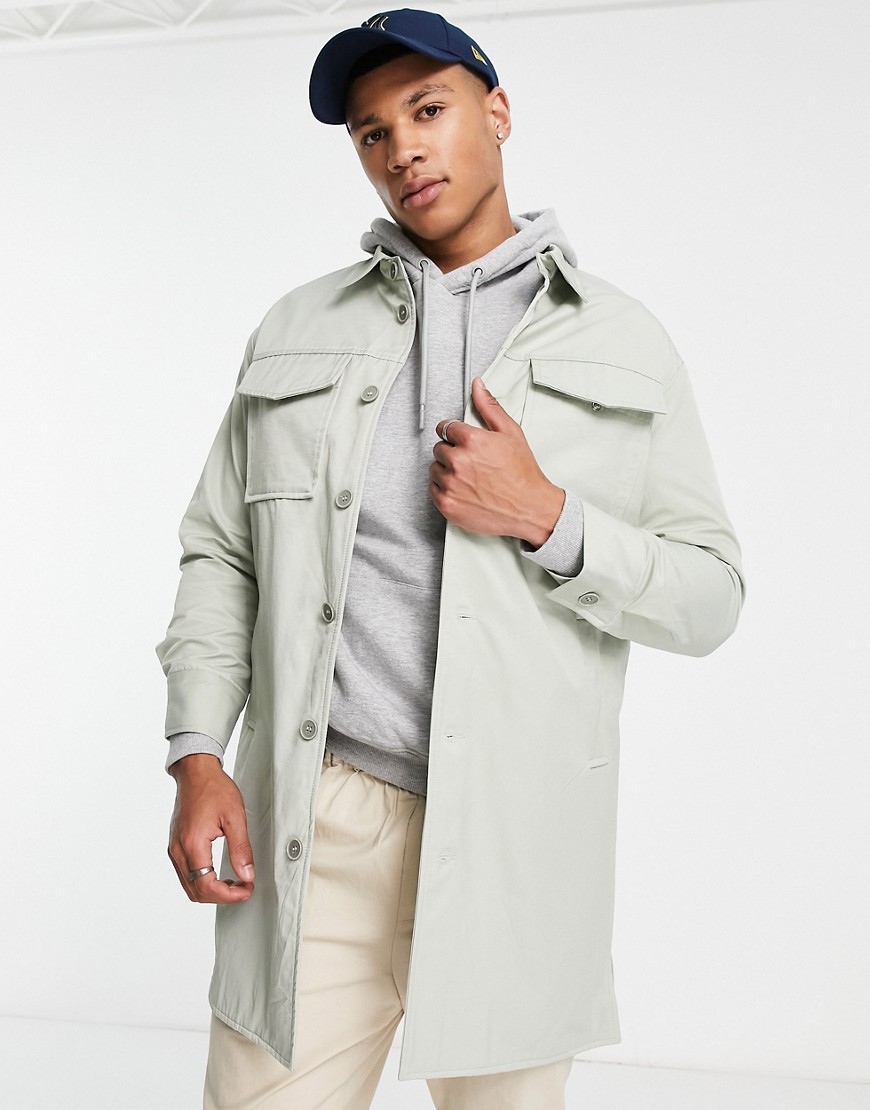 Gianni Feraud premium patch pocket oversized trench coat-Green
