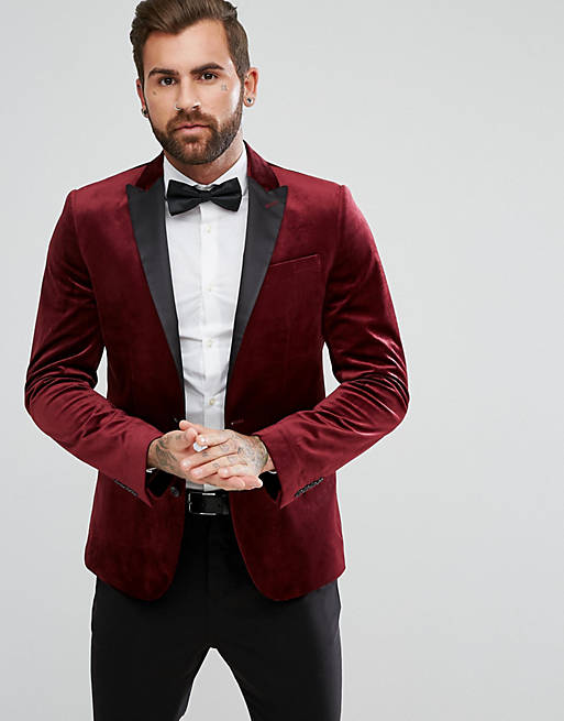 Gianni Feraud Premium Velvet Blazer with Satin Collar | ASOS