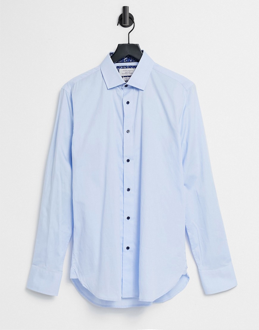 Gianni Feraud Printed Cuff Slim Fit Shirt In Light Blue-blues