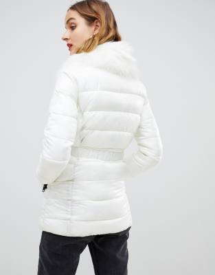 gianni feraud quilted jacket with faux fur hood