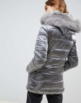 gianni feraud quilted jacket with faux fur hood