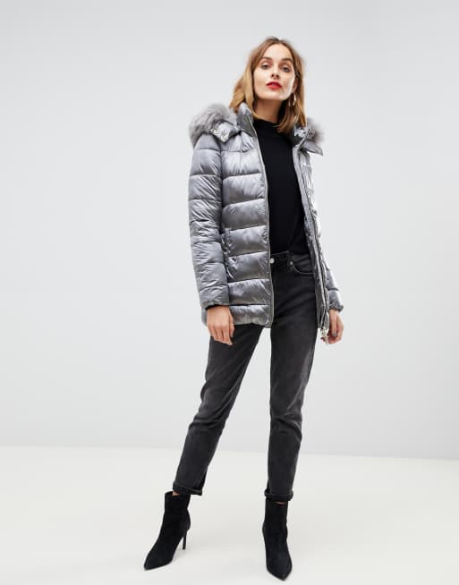 Gianni feraud quilted jacket cheap with faux fur hood