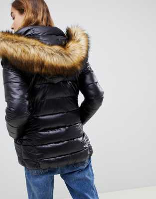 gianni feraud quilted jacket with faux fur hood