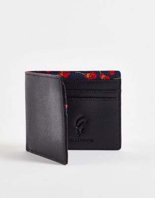 Gianni Feraud real leather bill fold wallet in liberty print trim