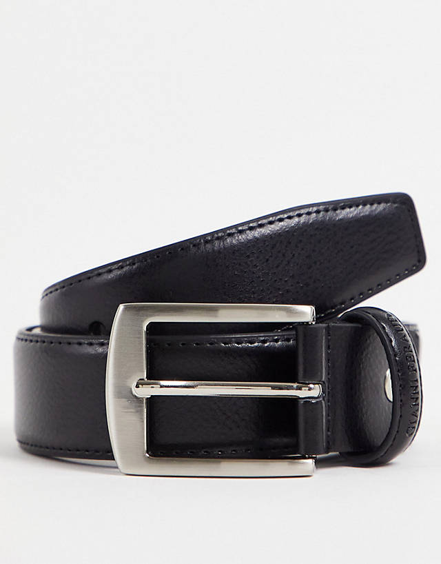 Gianni Feraud - real leather grain effect belt in black