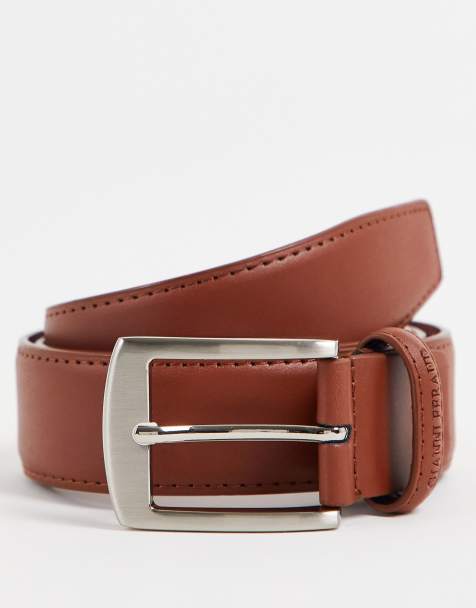 Gianni Feraud real leather grain effect belt in tan - view 1