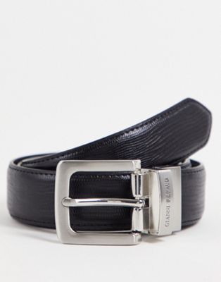 Gianni Feraud reversible real leather smooth and grain belt in black