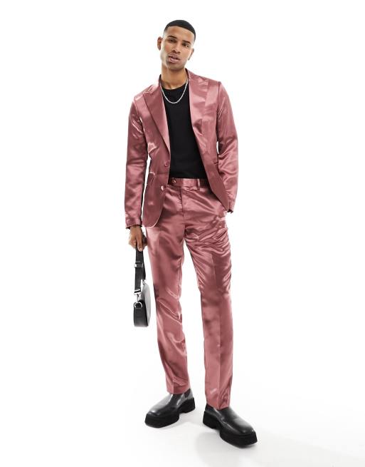 Gianni Feraud - Satijnen single breasted colbert in donker mauve
