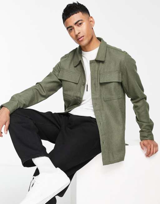 Gianni Feraud shacket in green | ASOS