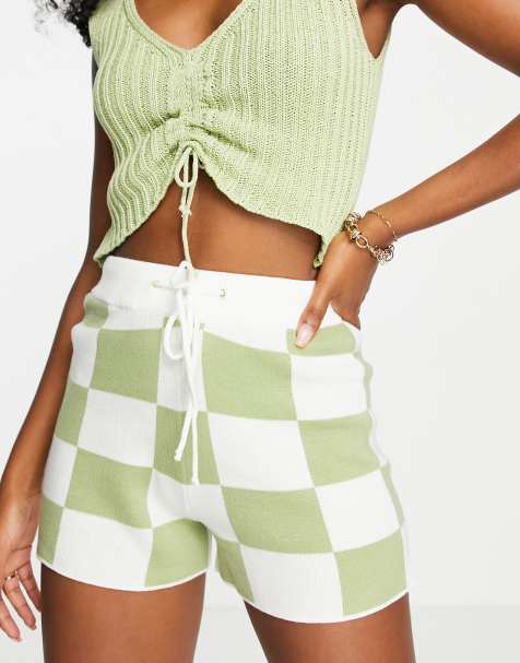 Gianni Feraud - Short d'ensemble en maille à motif damier - Vert - view 1
