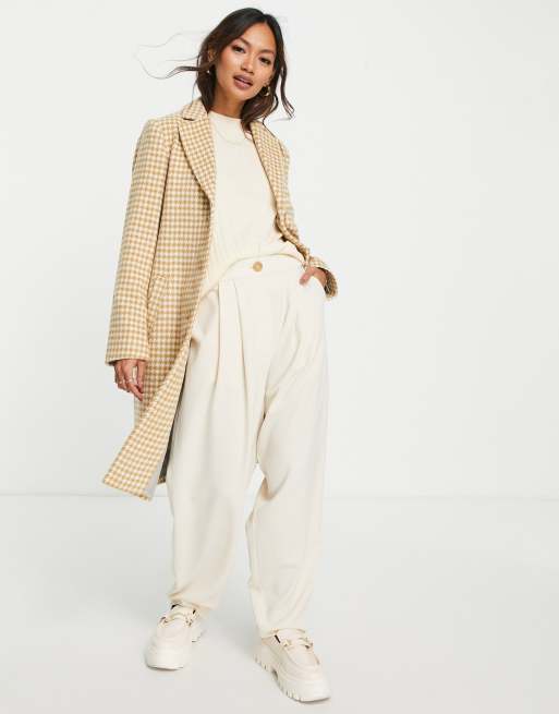 Gianni Feraud - Single-breasted jas met pied-de-poule in camel