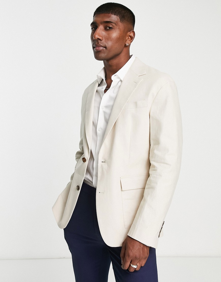 Gianni Feraud single breasted oversized suit jacket in cream-White