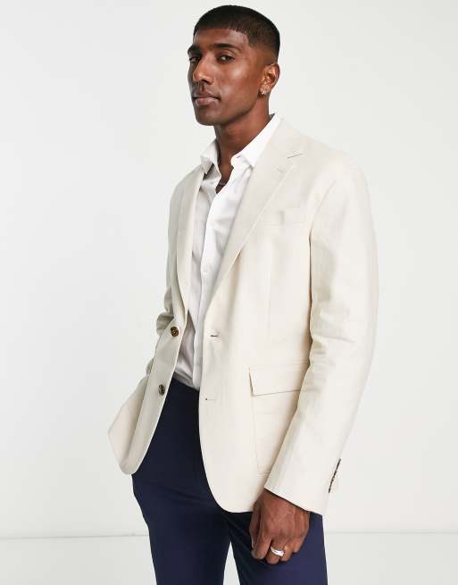 Gianni Feraud single breasted oversized suit jacket in cream | ASOS