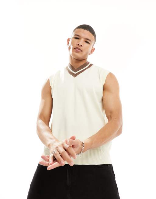 Gianni Feraud singlet in white and brown tipping