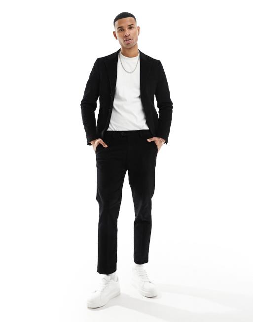 Gianni Feraud - Skinny colbert van corduroy in zwart