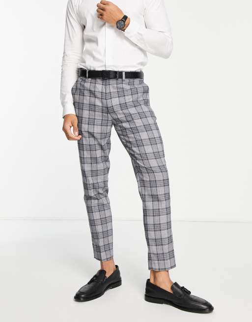 Gianni Feraud - Skinny-fit cropped pantalon met ruitprint in grijs
