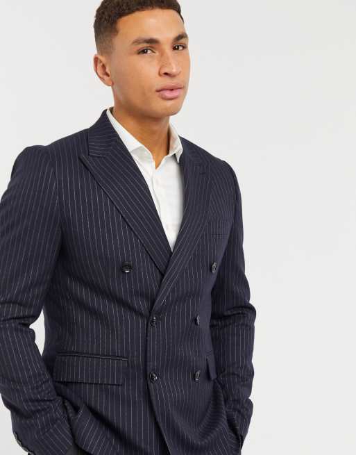 Pinstripe double 2025 breasted blazer