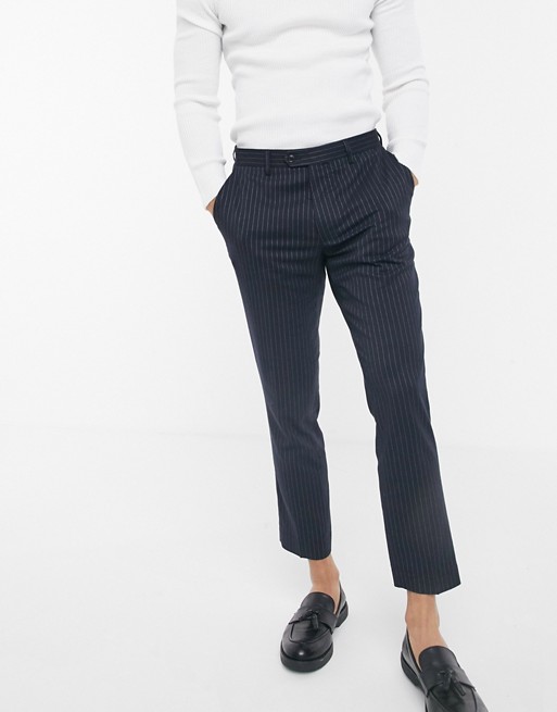 Gianni Feraud skinny fit pinstripe cropped suit trousers