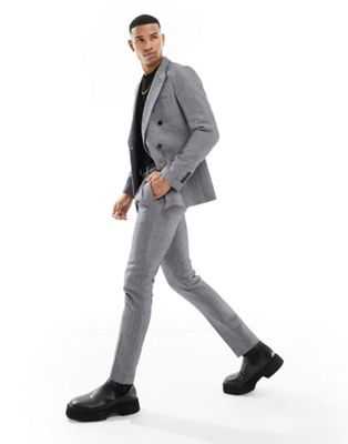 skinny fit suit jacket in herringbone black and white