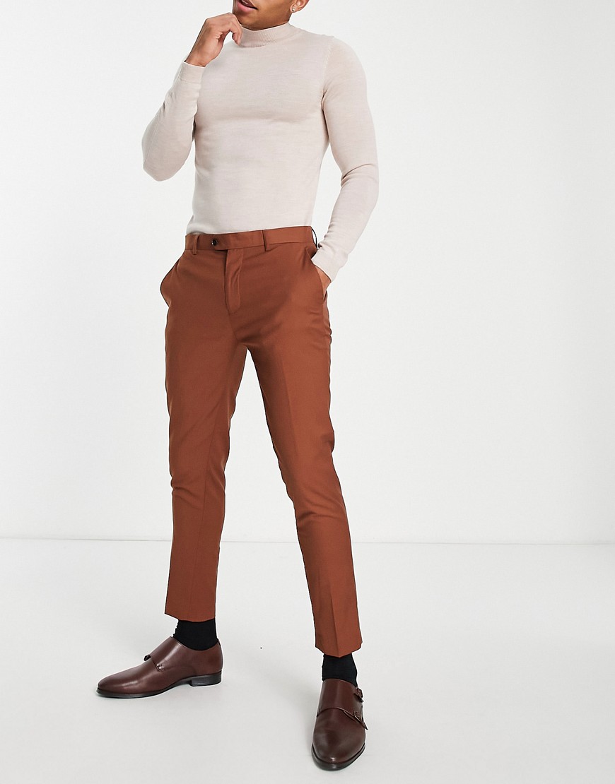 Gianni Feraud skinny fit suit pants-Brown