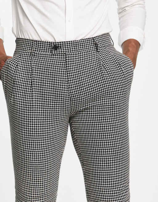 Gianni Feraud skinny fit suit trousers in herringbone black and white