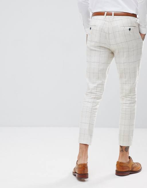 Windowpane check cropped slim trousers sale