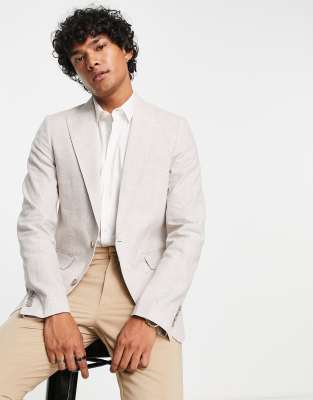 Gianni Feraud Gianni Feraud skinny suit jacket in beige check-Neutral