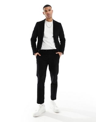skinny suit jacket in black cord