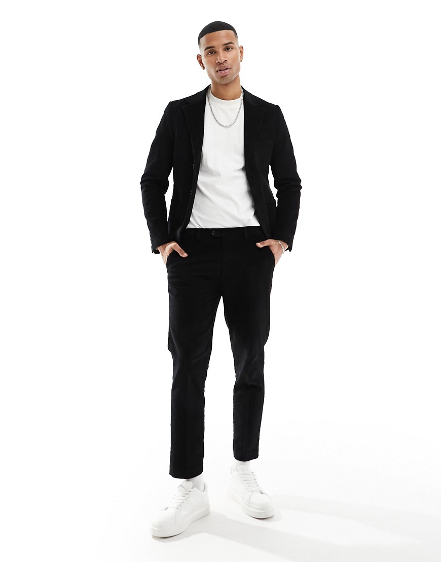 skinny suit jacket in black cord