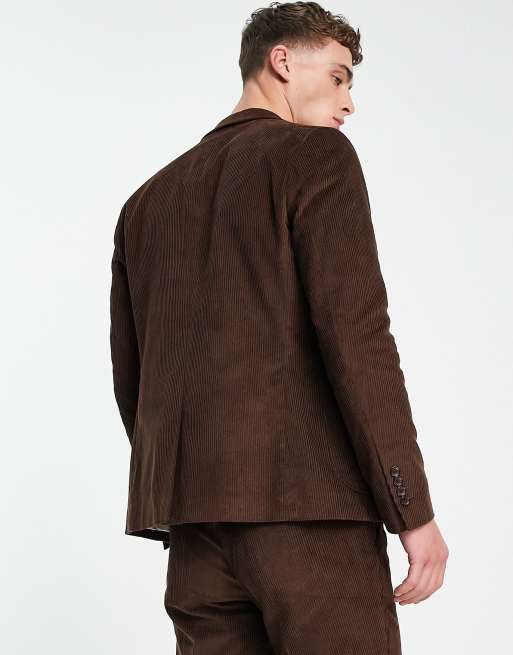 Gianni Feraud skinny suit jacket in brown cord