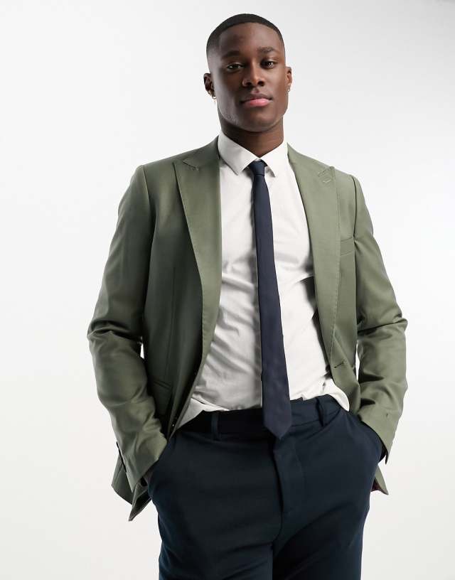 Gianni Feraud skinny suit jacket in green