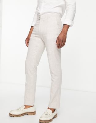 Gianni Feraud skinny suit trousers in beige check - ASOS Price Checker