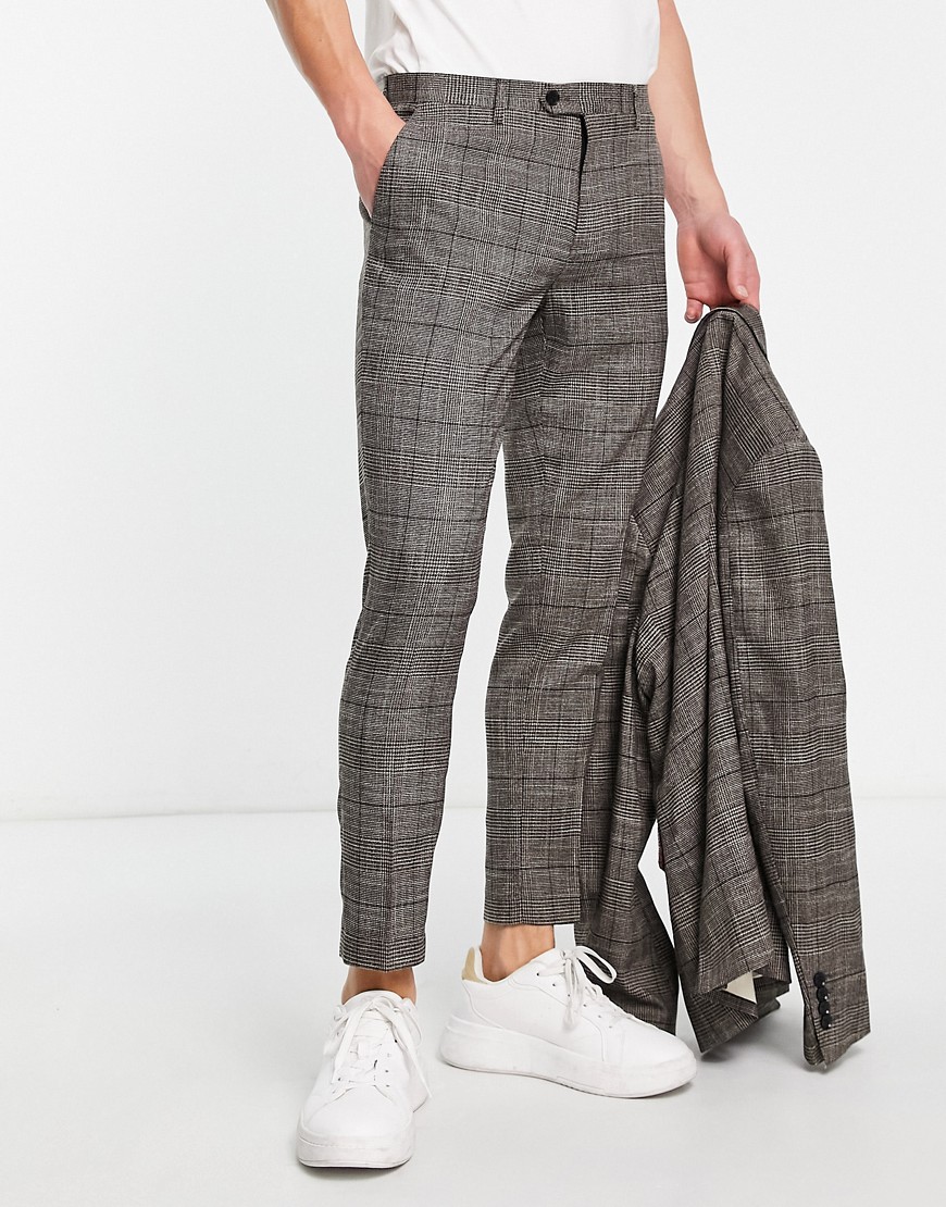 Gianni Feraud slim cropped pants in gray check