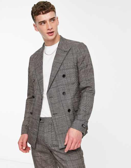 Grey check clearance double breasted suit