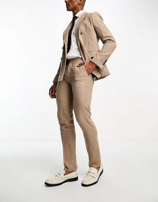 Féraud Gianni Premium 55% Linen Suit Trousers In Pale Blue for Men
