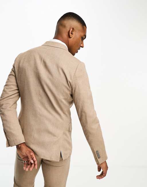 Gianni Feraud - Slim-fit colbert van linnenmix in camel, 4 van 5