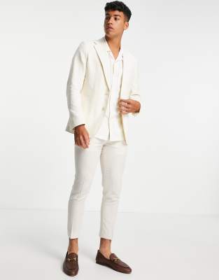 cream linen blazer