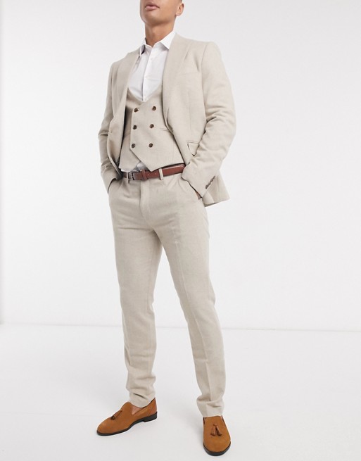 Gianni Feraud slim fit herringbone wool suit trousers