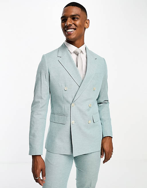 Gianni Feraud slim fit light blue notch lapel suit jacket