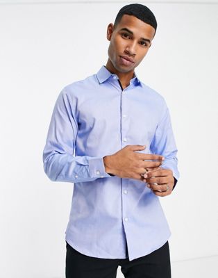 Gianni Feraud slim fit long sleeve shirt in light blue - ASOS Price Checker