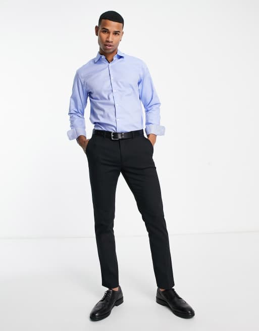 Black dress pants hot sale light blue shirt