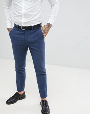 Gianni Feraud - Slim-fit pantalon van traditionele Donnegal-wolmix-Marineblauw
