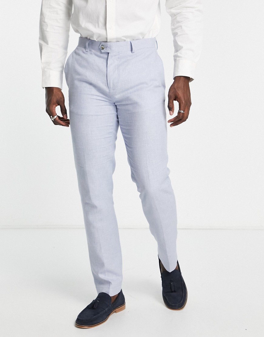 slim fit suit pants in light blue