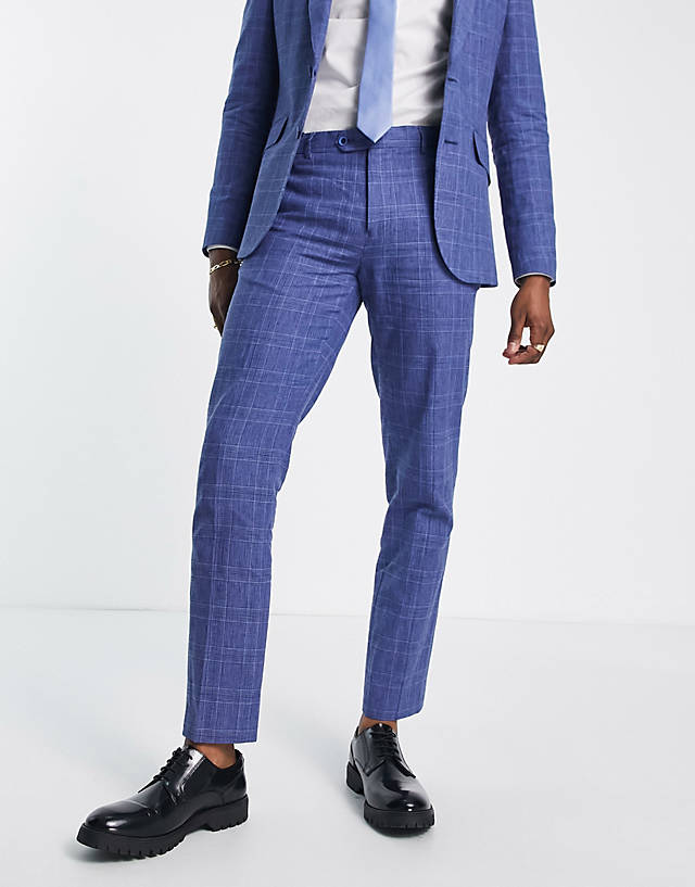 Gianni Feraud - slim fit suit trousers in blue check
